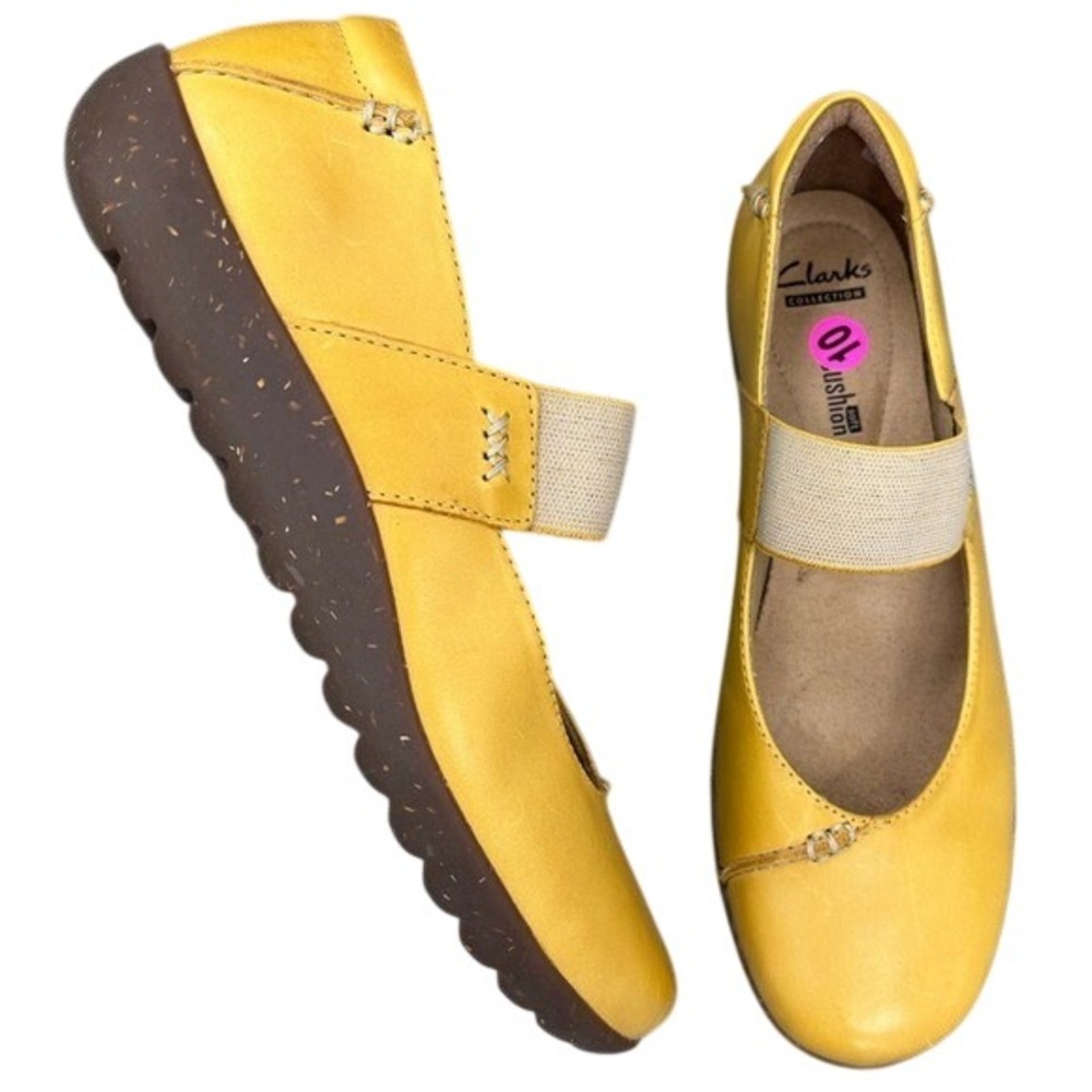 Clarks Medora Elie Leather Mary Jane Zipper Ballet Flats Womens 41.5 Size 10
